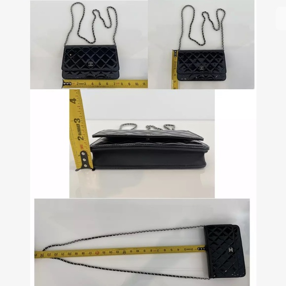 CHANEL BLACK PATENT LEATHER WALLET ON A CHAIN NEW IN BOX! - Picture 14 of 16